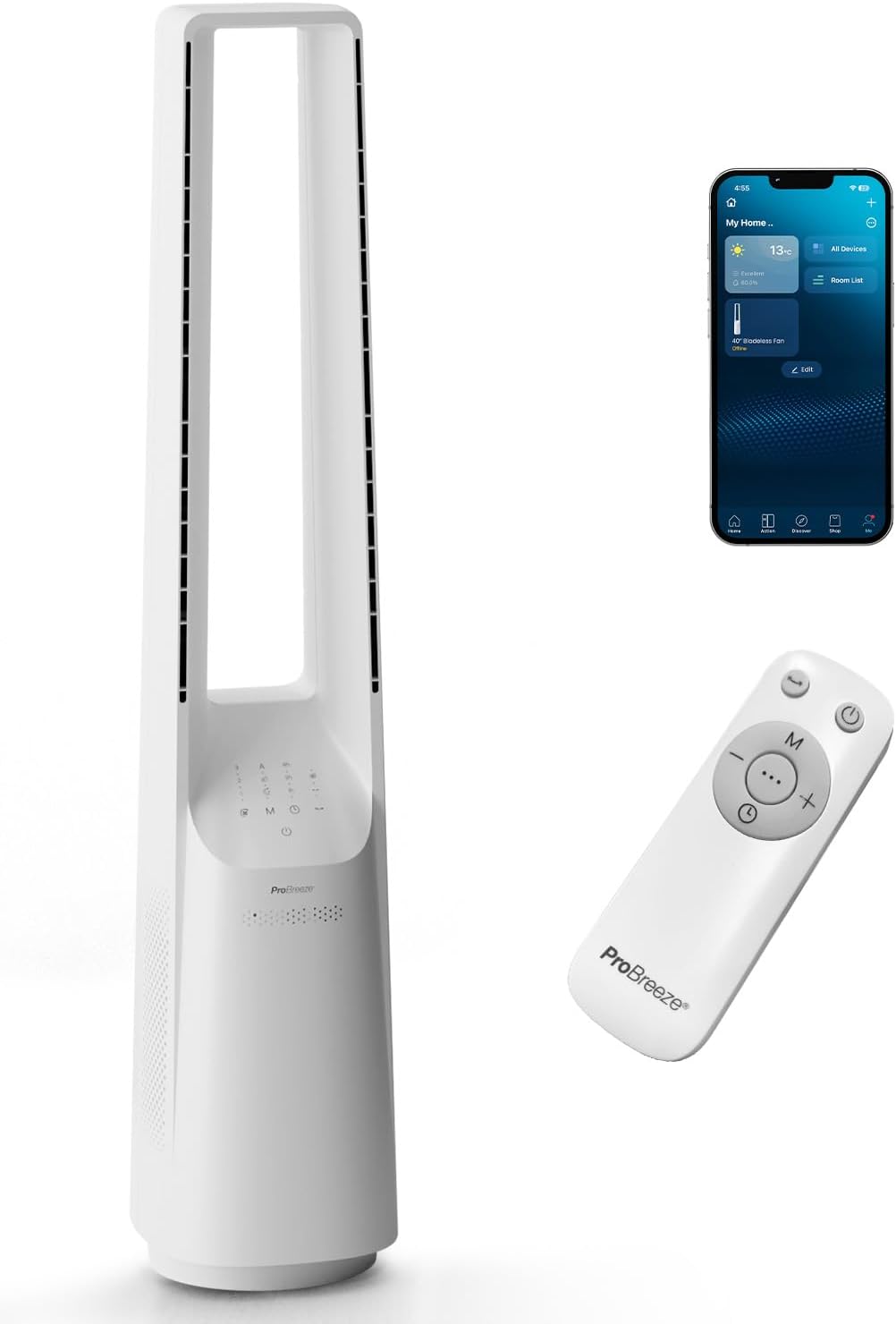 bleujardin - Ventilateur Tour WiFi Intelligent 101cm - Silencieux, LED, télécommande, 6 vitesses, oscillation