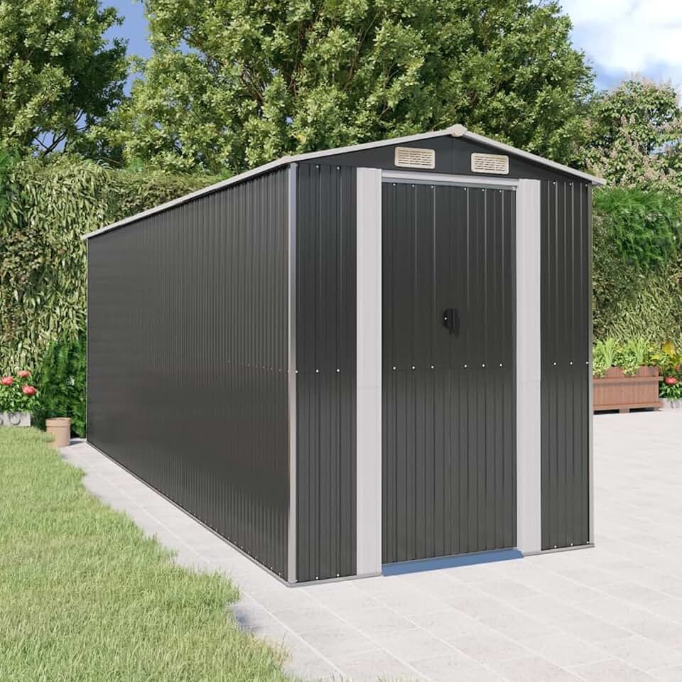 bleujardin Abri de jardin, abris pour parcelles, abris de jardin, abri de jardin extérieur, maisons préfabriquées, acier galvanisé anthracite 192 x 523 x 223 cm