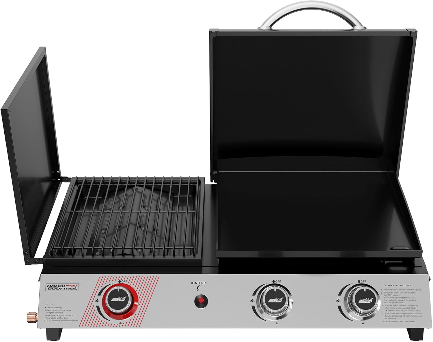 bleujardin - barbecue gaz 3 brûleurs - 8,5kW - plancha, grille, couvercle multifonction