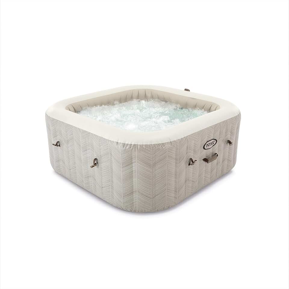 bleujardin - Spa Gonflable Chevron Deluxe - 175x175x71 cm - 4 places, chauffage 2200W, bulles, chlorateur, filtre S2 - 55092