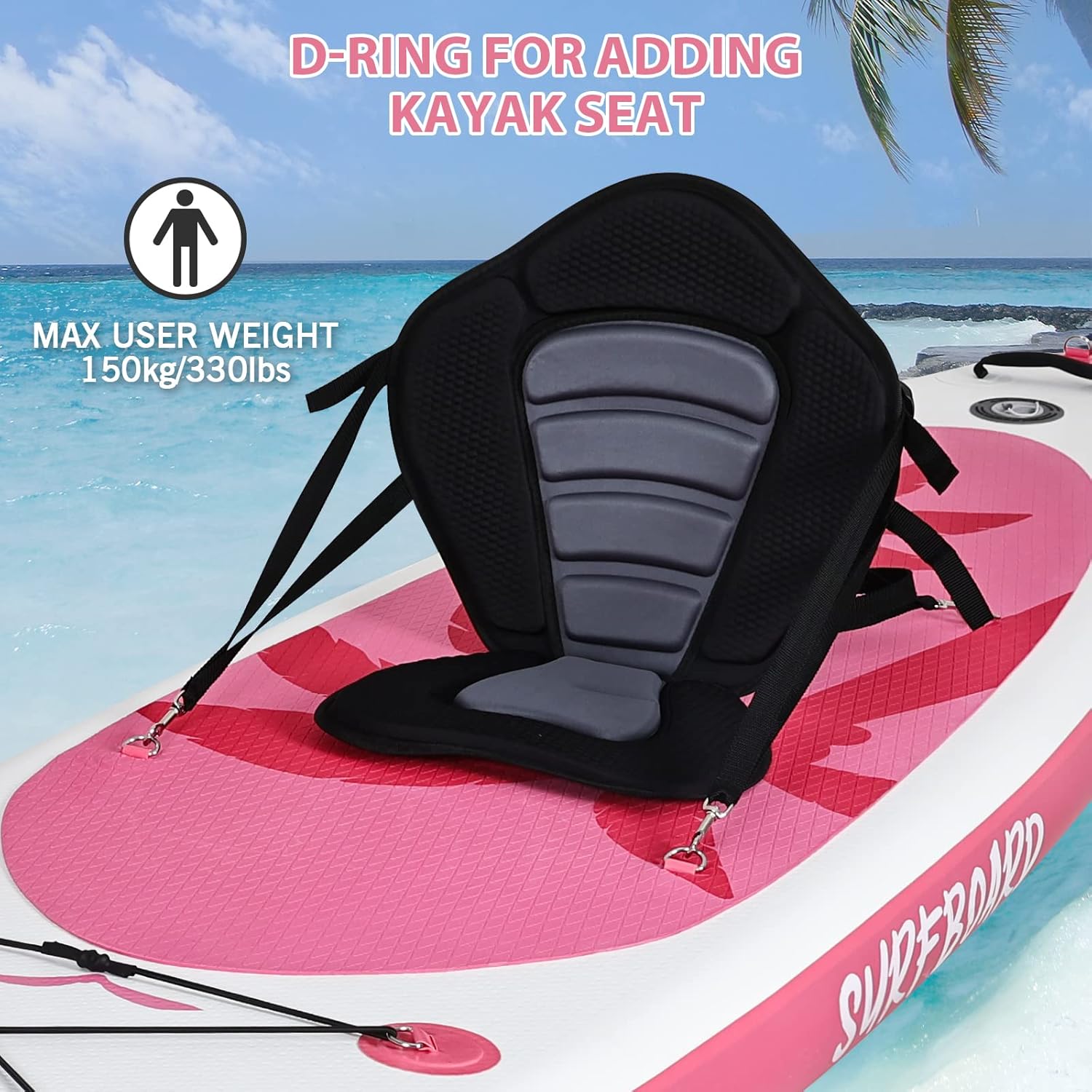 bleujardin - Paddle gonflable adulte - 320/335cm - 2 places, siège kayak, pagaie alu, support caméra, pompe, 150kg