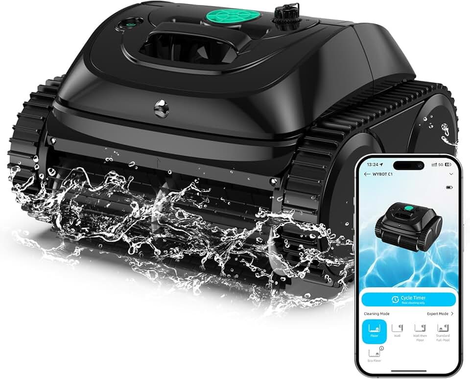 bleujardin C1 Robot Piscine Fond et Parois 150 Min Aspirateur Piscine avec Planification Intelligente des itinéraires, Nettoyage entièrement Automatique du Sol, 150m² Nettoyage Rapide(Vert Noir) Certifié ClimatePartner