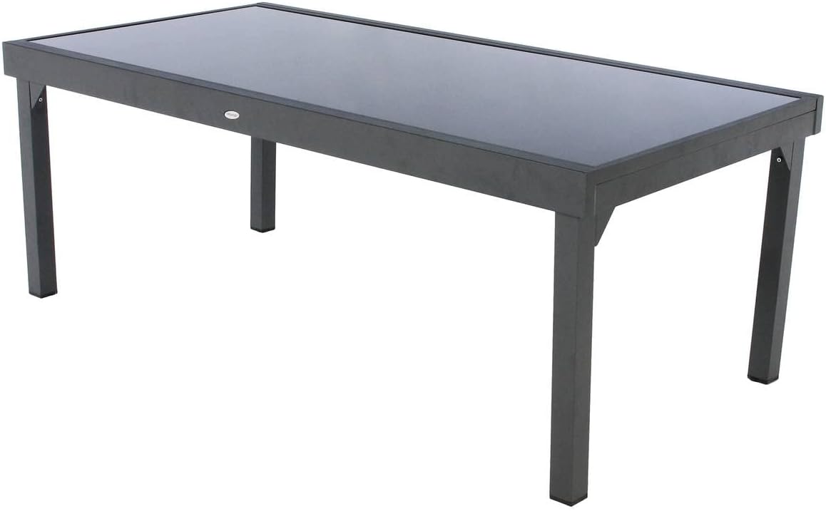 bleujardin - Piazza extensible - 12 places - aluminium/verre renforcé - gris graphite