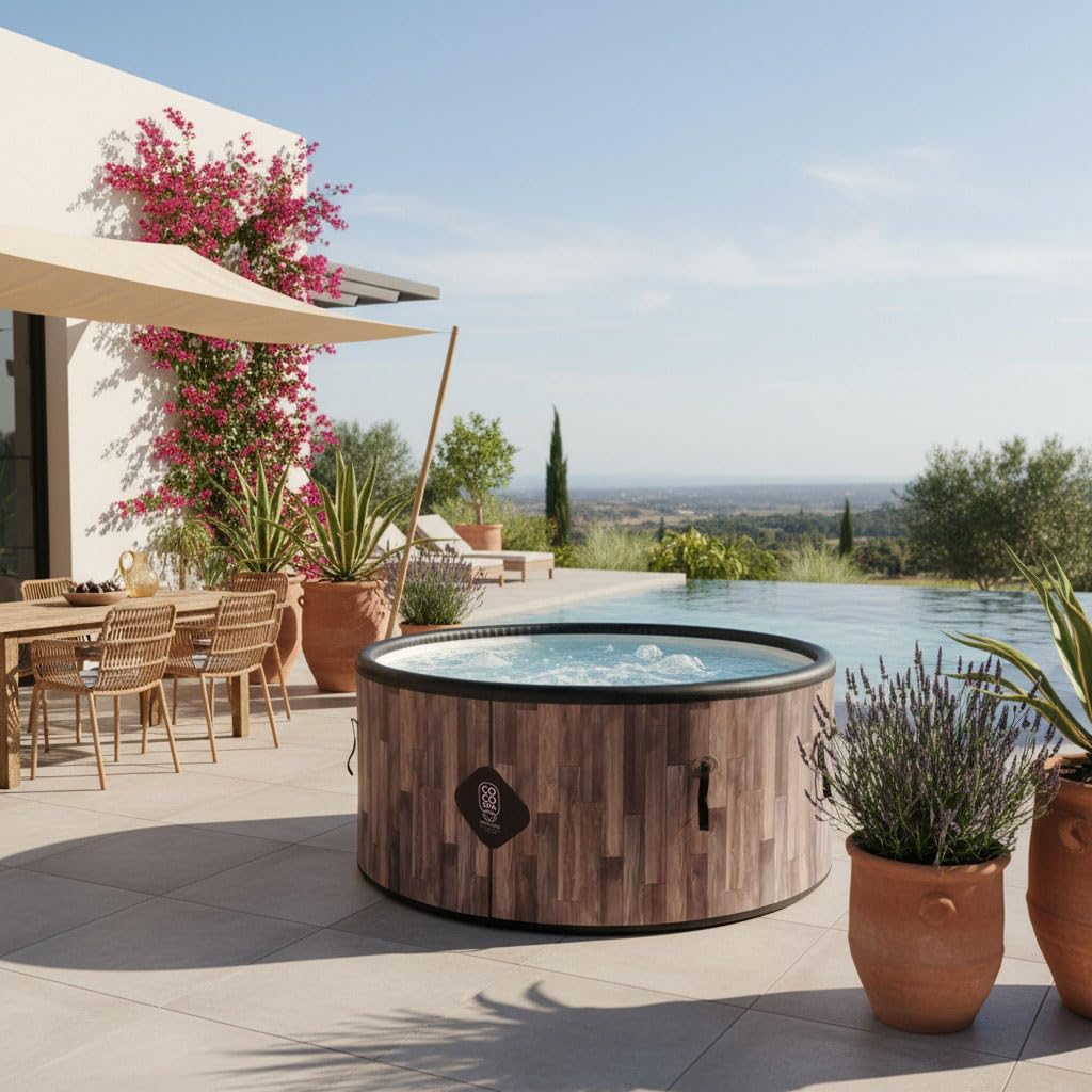bleujardin Nordik Spa Gonflable - 150 cm de diamètre - 800 litres - Moteur 2240 W - 2 à 4 Personnes - Massage 140 Jets