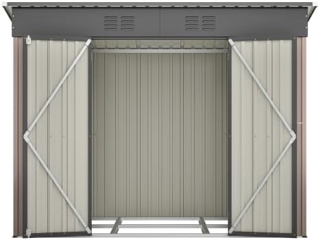Abri de jardin métal compact 229x111x182cm, verrouillable, fondation