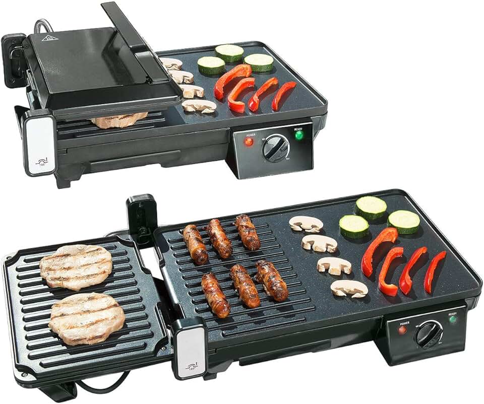 bleujardin - grille-plancha 2 en 1 2000W - table - cuisson rapide