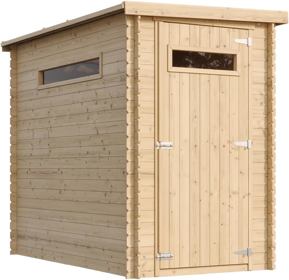 Abri de Jardin en Bois, Petite fenêtre, avec Sol TRAITÉ- Stockage extérieur l239xL144xH198 cm/2.63 m2 - Petit abri à Outils, Local à vélos - Toit imperméable, fenêtres bleujardin M306A+M306G