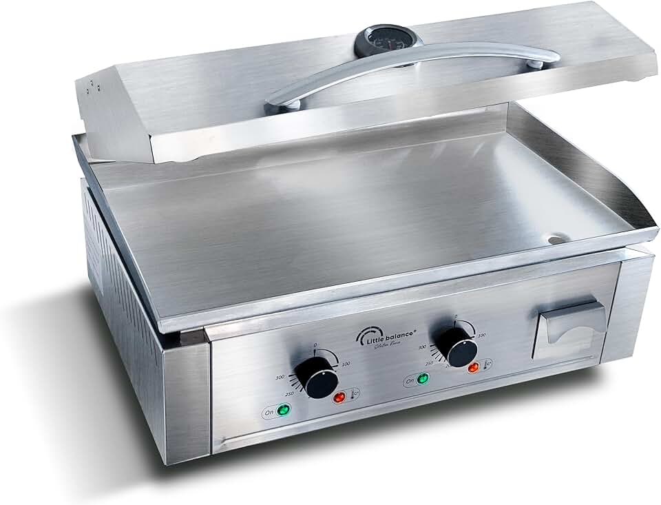 bleujardin - Aquitaine Pro Plus - plancha inox 2 zones, couvercle, 3500W - 8473