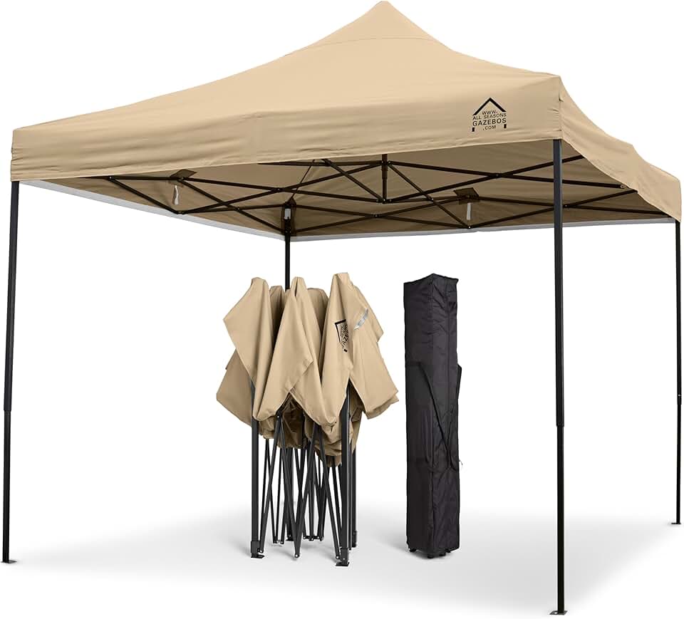 bleujardin | Tonnelle Pliante 3x3m | Matériaux Robustes, Entièrement Étanches et de Haute Qualité (Beige)