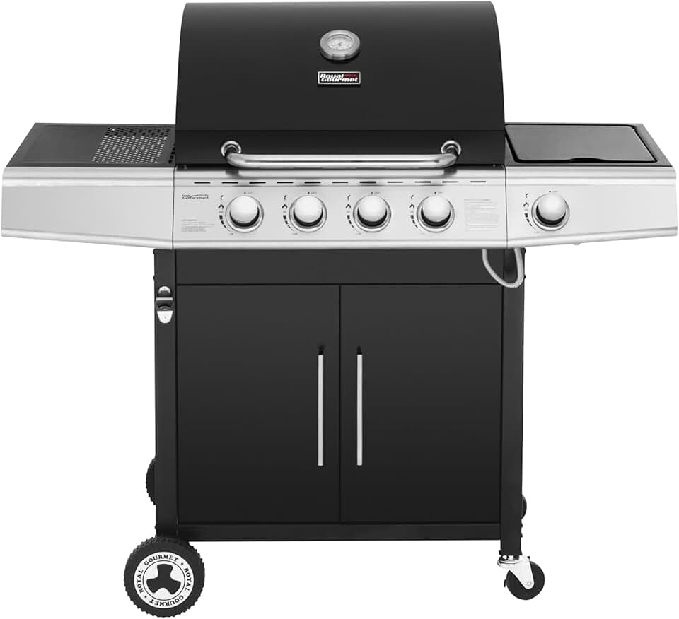 bleujardin – Barbecue Série 4+1 – 14,5kW, inox, tablettes, 2 portes