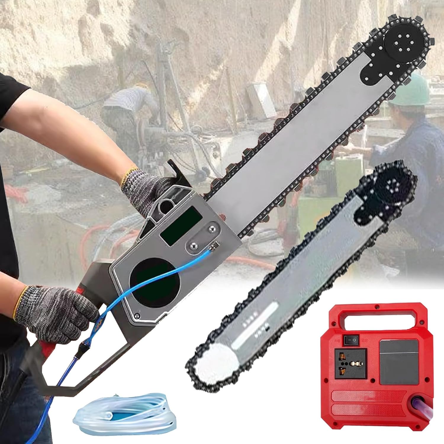 Tronçonneuse électrique murale - 35cm - 2 chaînes/guides, pompe à eau