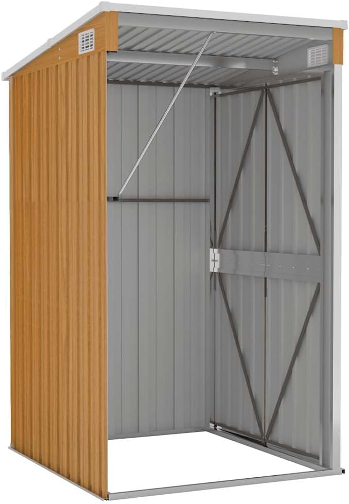 Remise de jardin murale - acier galvanisé, marron, 118x100x178 cm