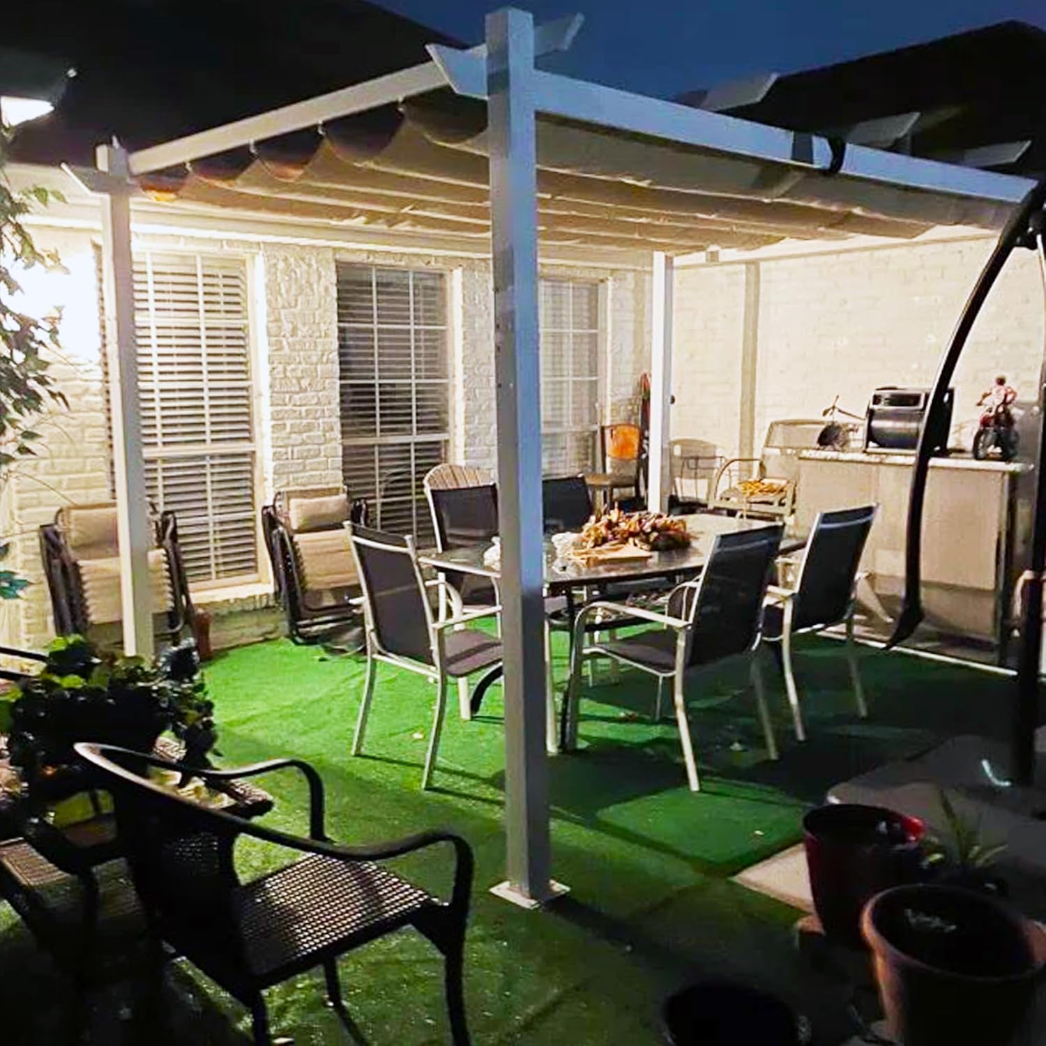 bleujardin - Pergola aluminium série - 4x3m - toile rétractable, autoportante, imperméable, kaki