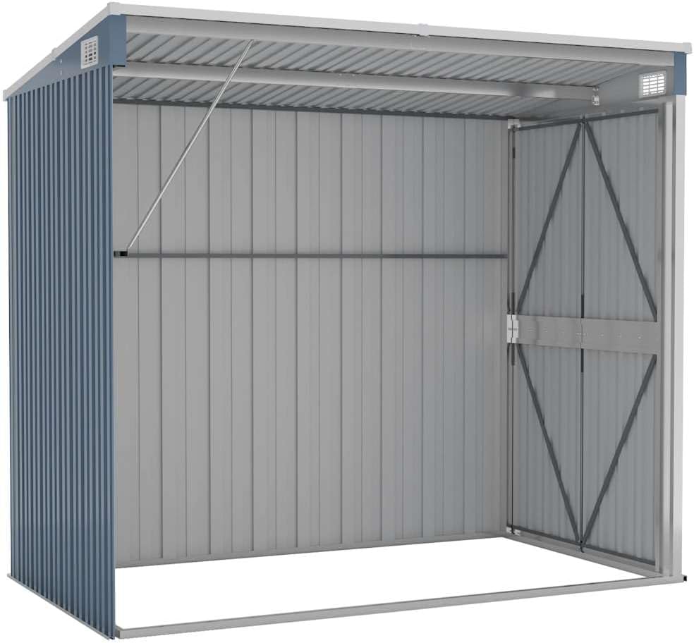 bleujardin Abri de Jardin Mural Gris 118x194x178 cm Acier galvanisé,Maison & Jardin, Pelouses & Jardins, Vie en extérieur, Structures extérieures, Cabanes & abris de Jardin, Gris (Poids 31.54KG)
