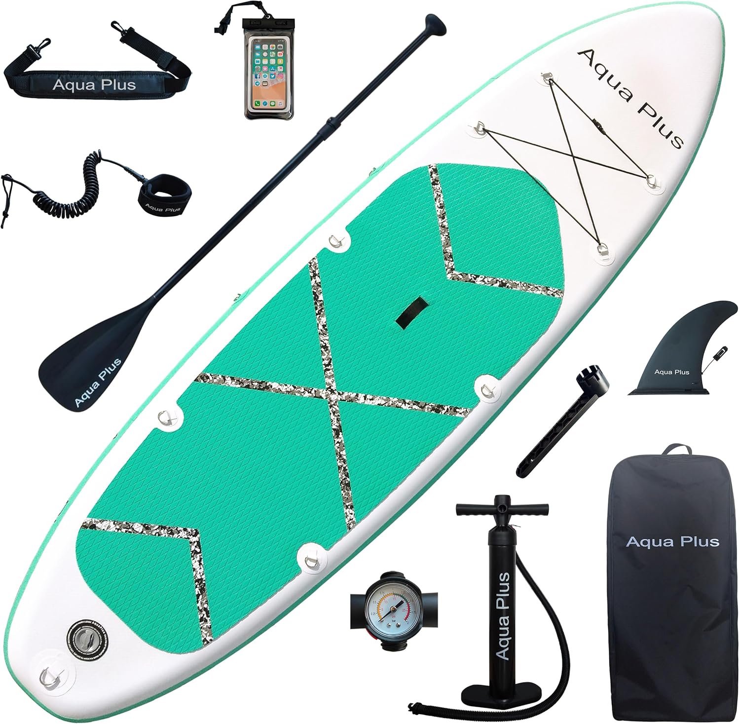 bleujardin - SUP gonflable 15cm - pagaie, pompe, sac, adulte