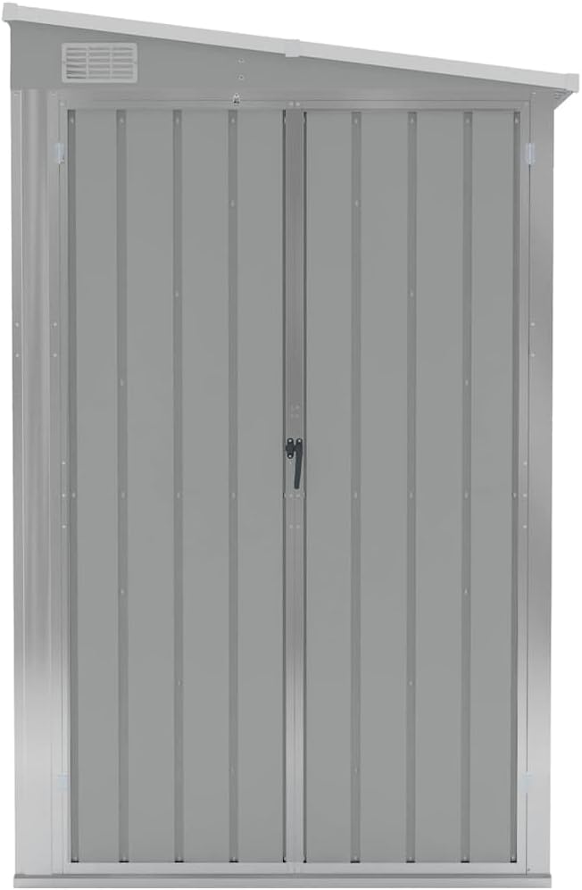 bleujardin Remise de Jardin Murale Gris 118x100x178 cm Acier galvanisé,Structures extérieures, Cabanes & abris de Jardin,316218