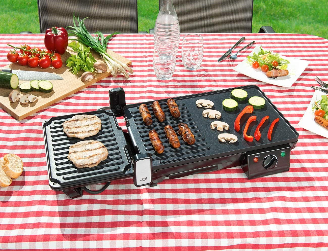 bleujardin - grille-plancha 2 en 1 2000W - table - cuisson rapide