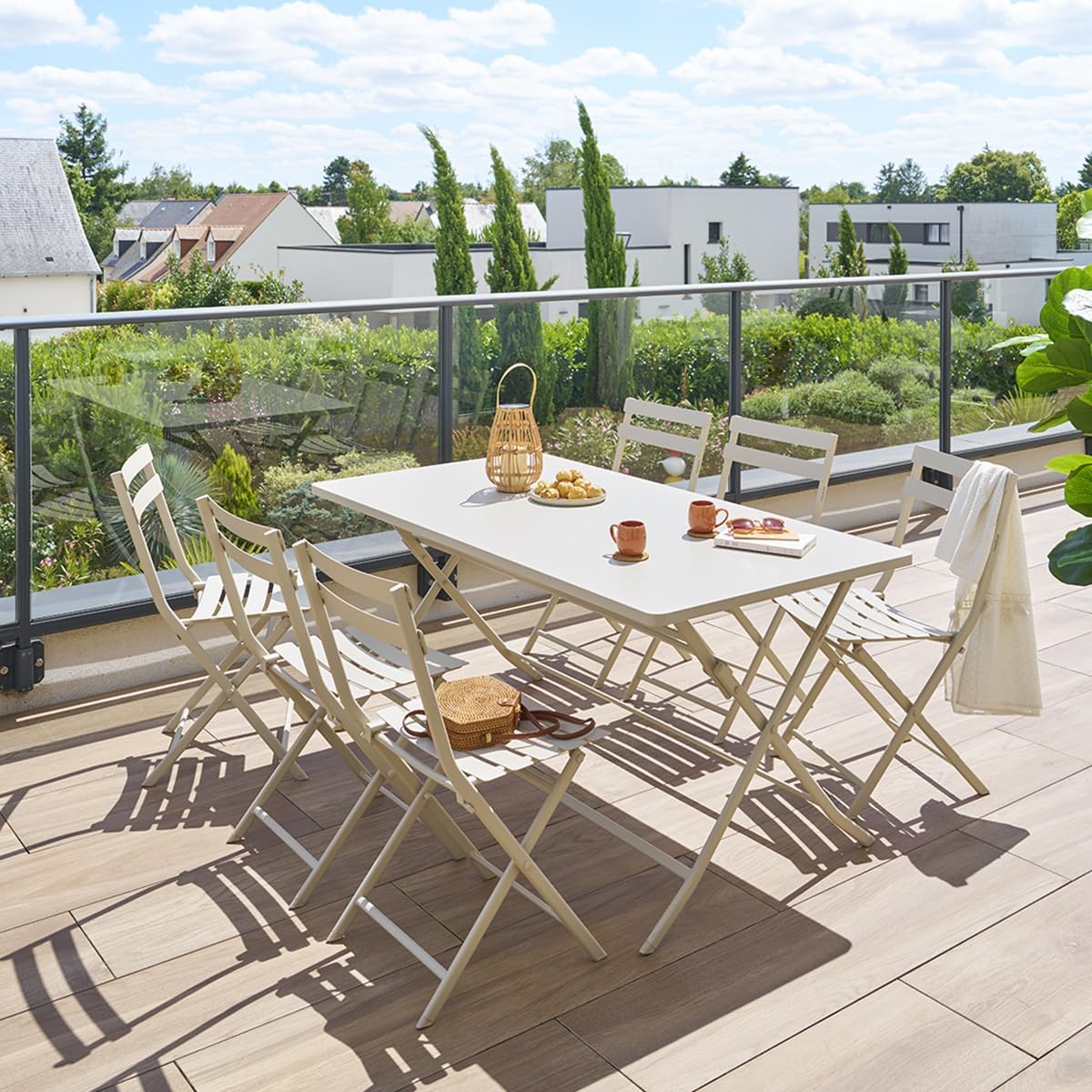 bleujardin - Greensboro - table pliante rectangulaire 6 places - acier epoxy antirouille