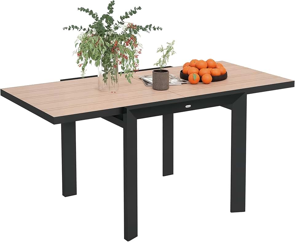 bleujardin - Table extensible aluminium - 80/160x80 cm - résistante, antidérapante, usage extérieur