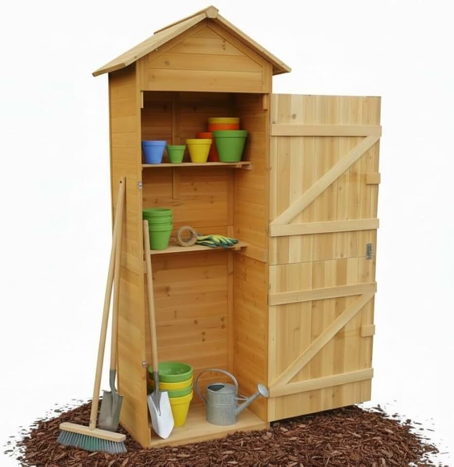 bleujardin - abri de jardin XXL - 79x49x190 cm - bois, toit pointu, armoire