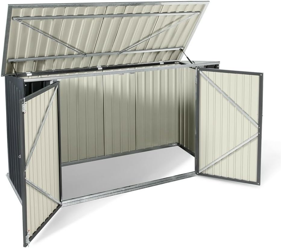bleujardin - Abri de jardin métal 210x105x130cm - toit ouvrant, double porte, rangement vélos