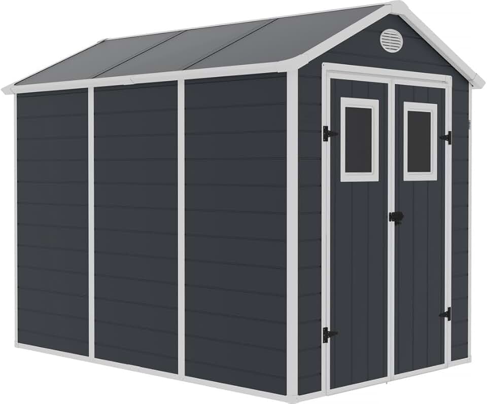 bleujardin - Abri de Jardin Résine Texas 5.23 m² Anthracite - Ancrages Intérieurs - Antirouille/Anti-UV