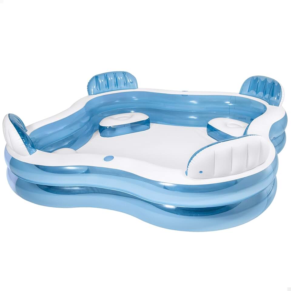 bleujardin - piscine familiale avec sièges - 229x229x66 cm - 4 places confortables