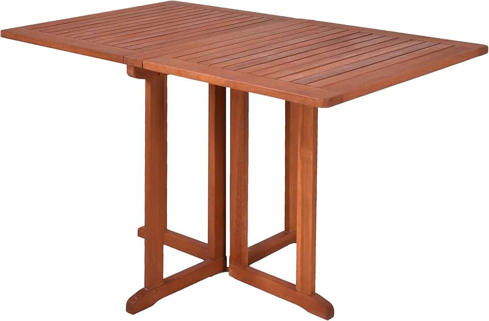 bleujardin - Table de balcon rectangulaire 120x70cm - bois d'eucalyptus FSC, pliable