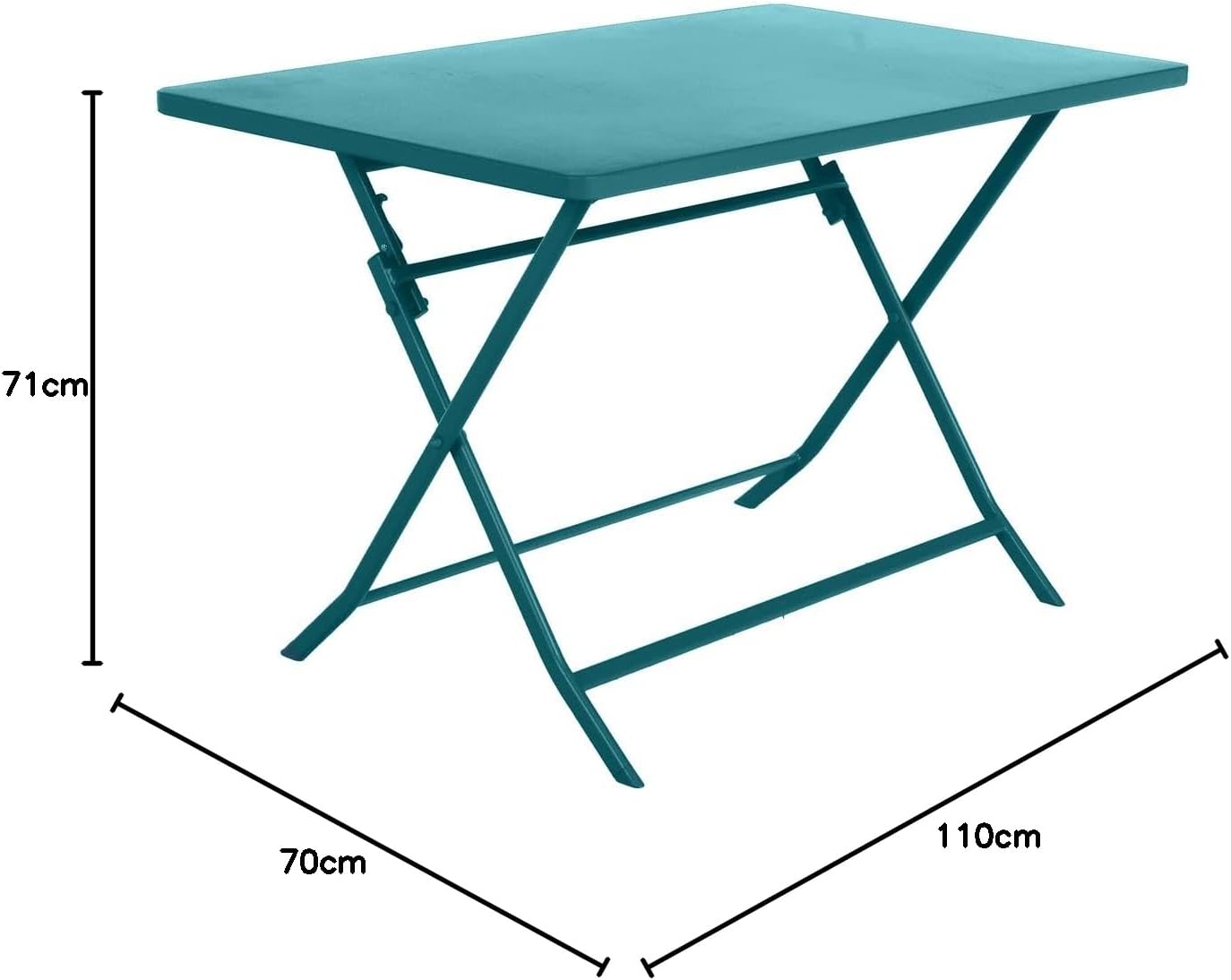 bleujardin - Greensboro - 120x70cm - table pliante 4 places acier bleu
