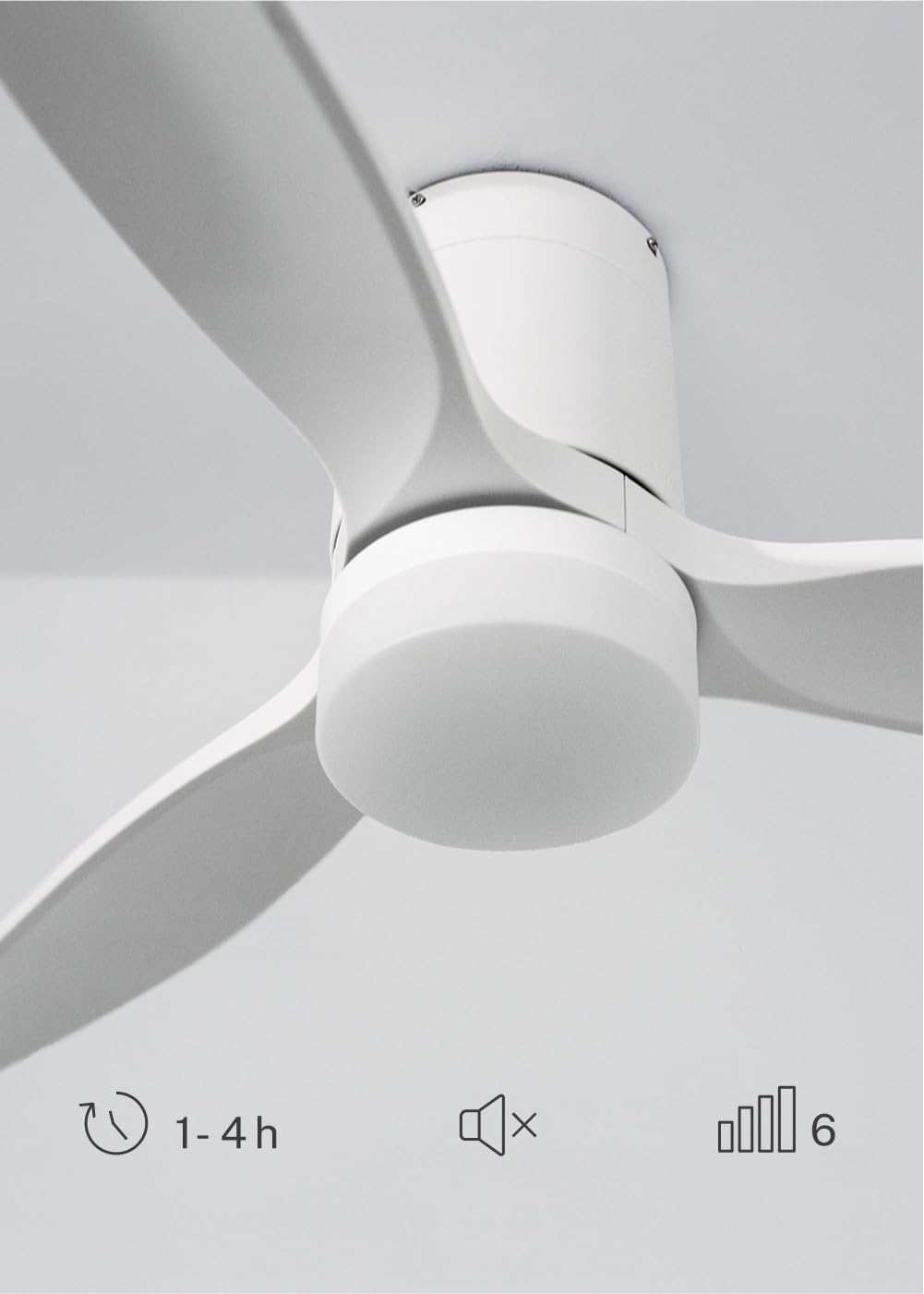 CREATE / WINDCALM S/Ventilateur de plafond ABS avec lumière blanc avec contrôleur et télécommande / 40W, Silencieux, Ø112 cm, 6 vitesses, 3 températures de lumière, minuterie, fonction été-hiver