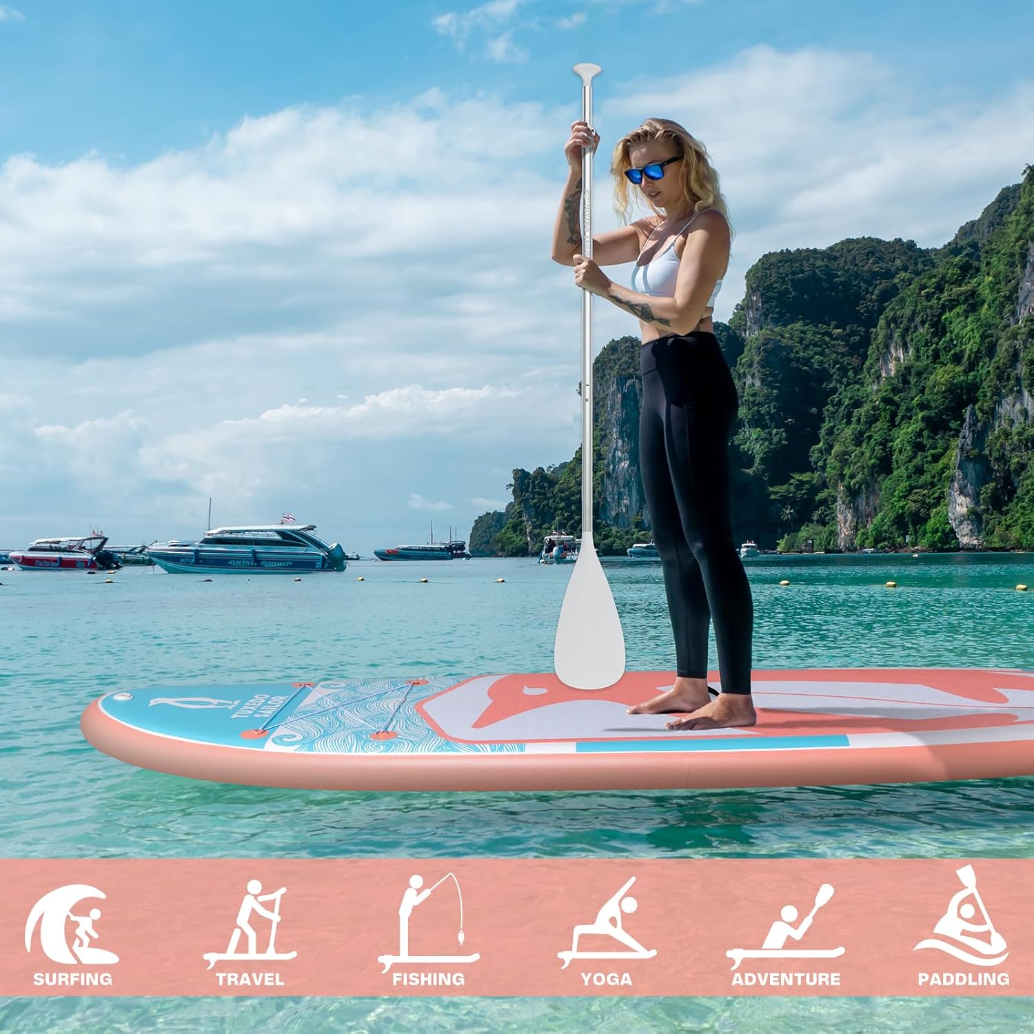 bleujardin - Paddle Gonflable Adulte - SUP 320 cm - avec accessoires complets