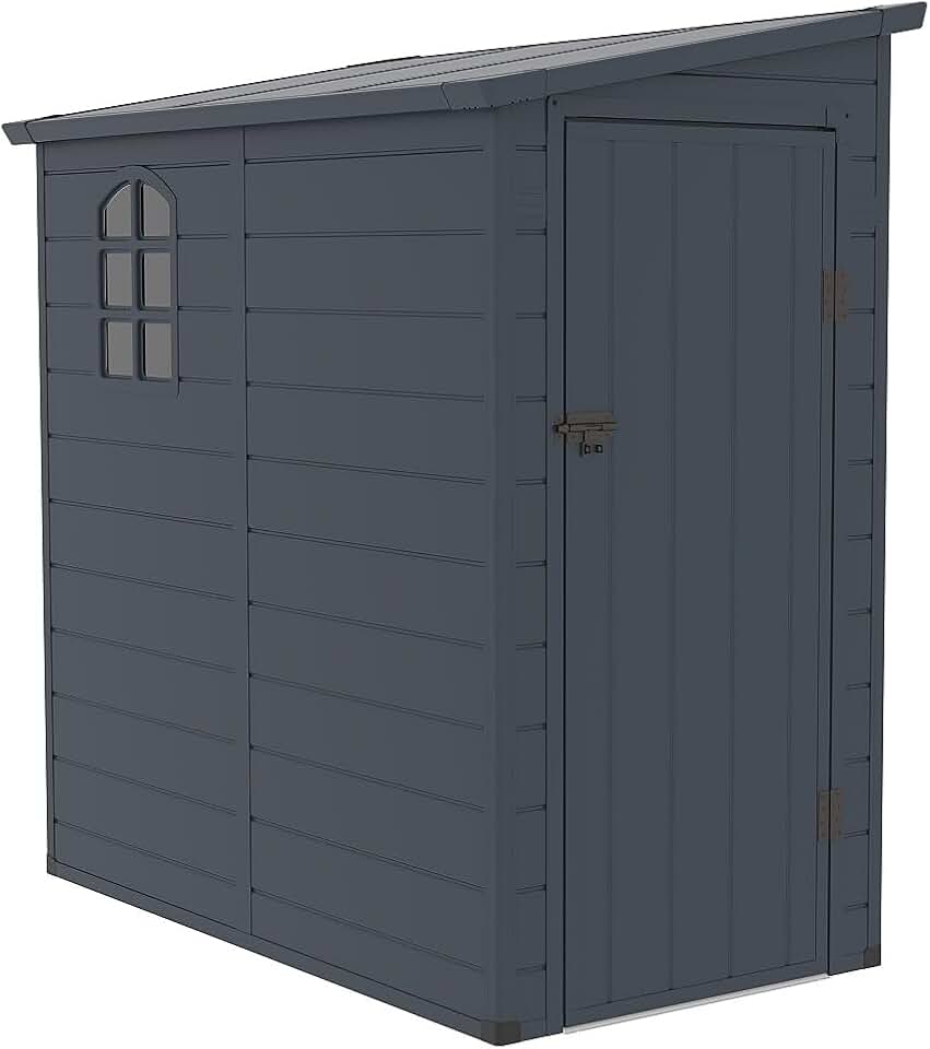 bleujardin - Alberto - abri de jardin adossé 2,09m² résine gris anthracite