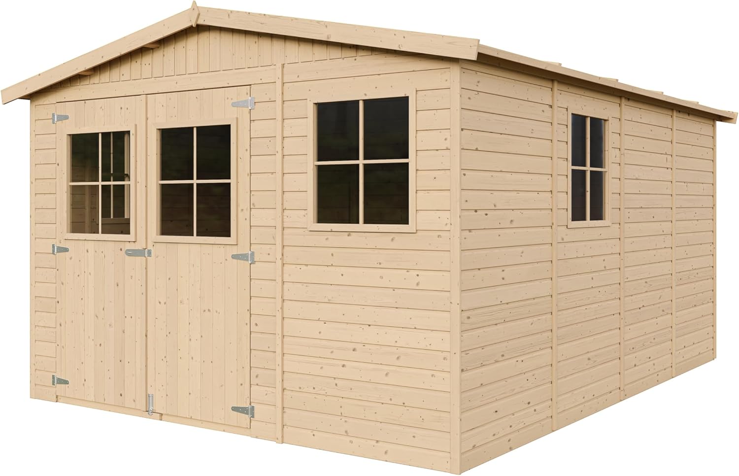 ABRI de Jardin en Bois Exterieur avec Les PLANCHERS IMPRÉGNÉ - en Pin/épicéa- H226x324x416 cm/12 m²- Construction de Panneaux- Rangement pour vélos, Remise à Outils- bleujardin M336+M336G