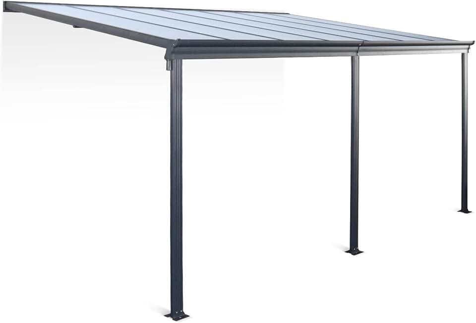 bleujardin - Avenio - Pergola murale 3x4 m alu/polycarbonate avec gouttière