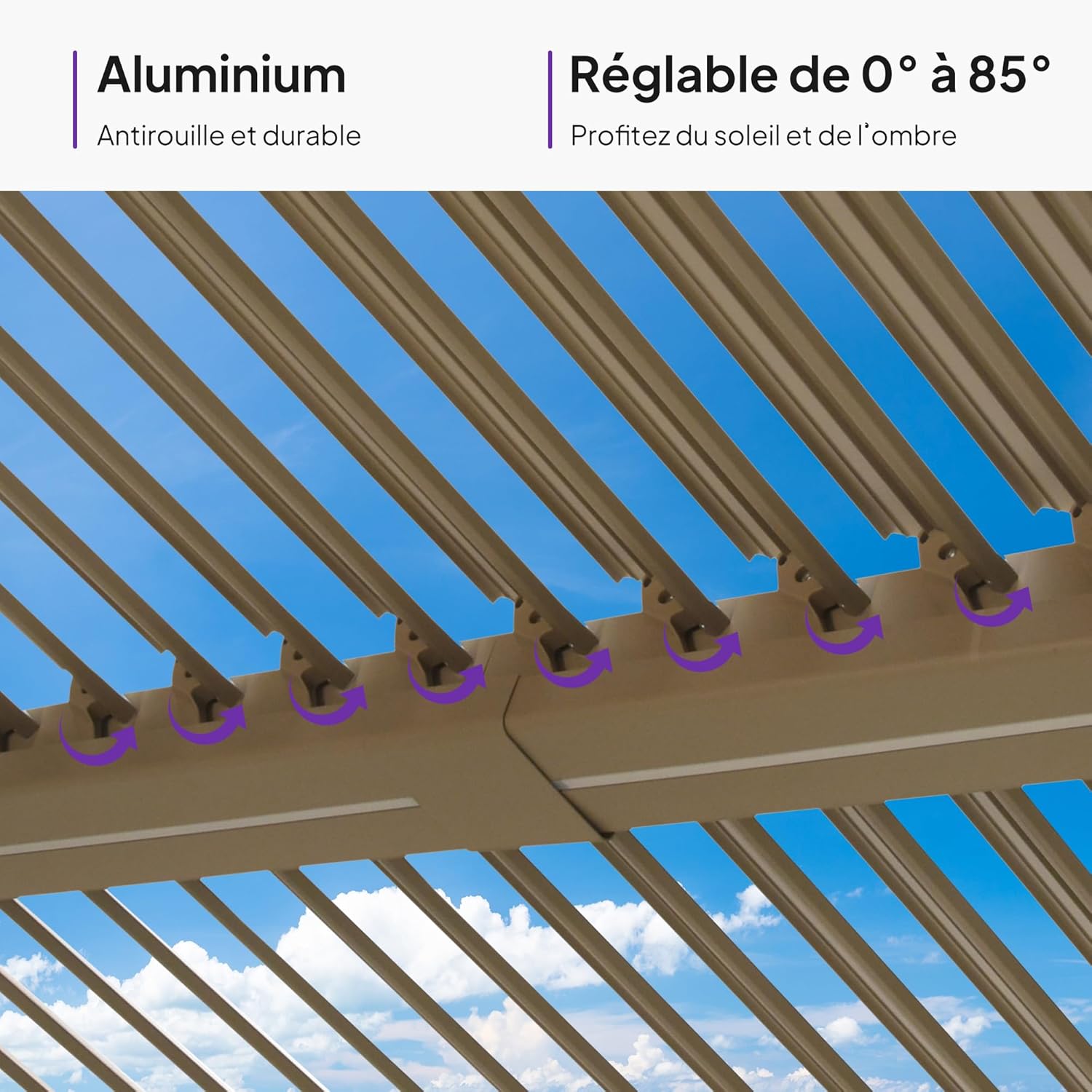 bleujardin - pergola bioclimatique LED - 3x4,25m - aluminium, lames orientables, anti-UV, sans entretien