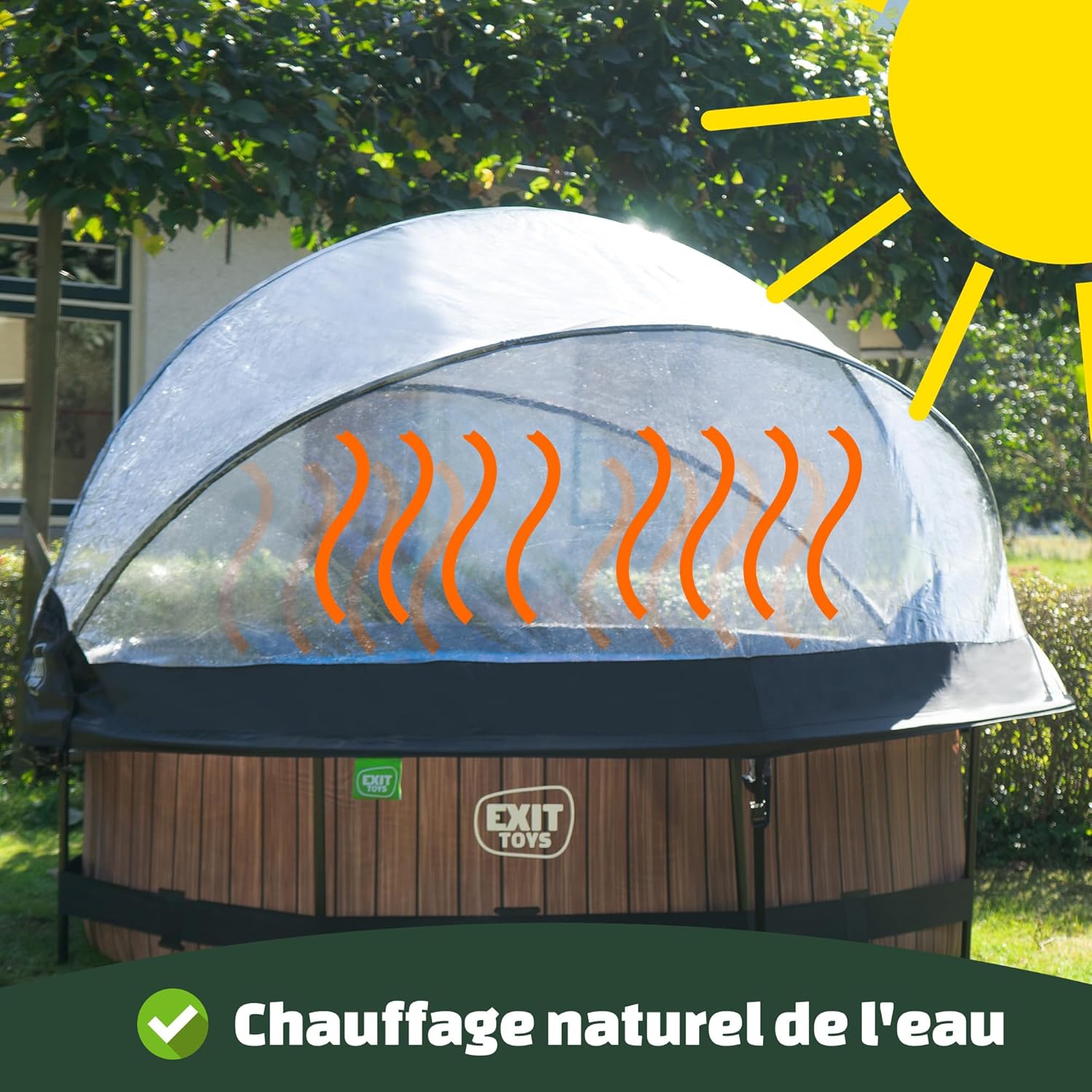 bleujardin Piscine Tubulaire Soft Grey avec Dôme Multifonctionnel - ø360x76cm - Piscine Hors Sol Ronde avec Pompe Filtrante à Cartouche - Entrée Basse - Pour l'Eau de la Piscine Propre et Chaude - Gris