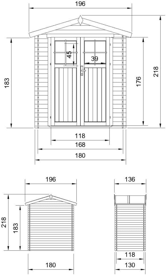 Abri de Jardin en Bois - Stockage extérieur I196xL136xH218 cm/ 1.98 m2 Petit abri à Outils, Local à vélos - bleujardin M367F