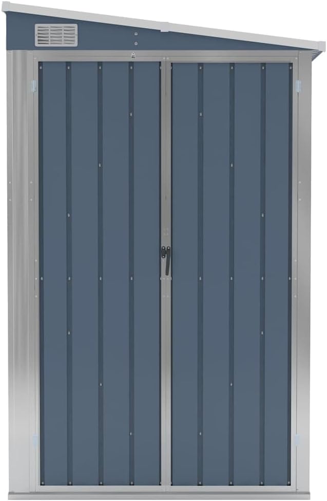 bleujardin Abri de Jardin Mural Gris 118x194x178 cm Acier galvanisé,Maison & Jardin, Pelouses & Jardins, Vie en extérieur, Structures extérieures, Cabanes & abris de Jardin, Gris (Poids 31.54KG)