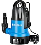 bleujardin Pompe submersible pour eaux usées Interrupteur à flotteur réglable 750 W, 19500 l/h, Clean/...