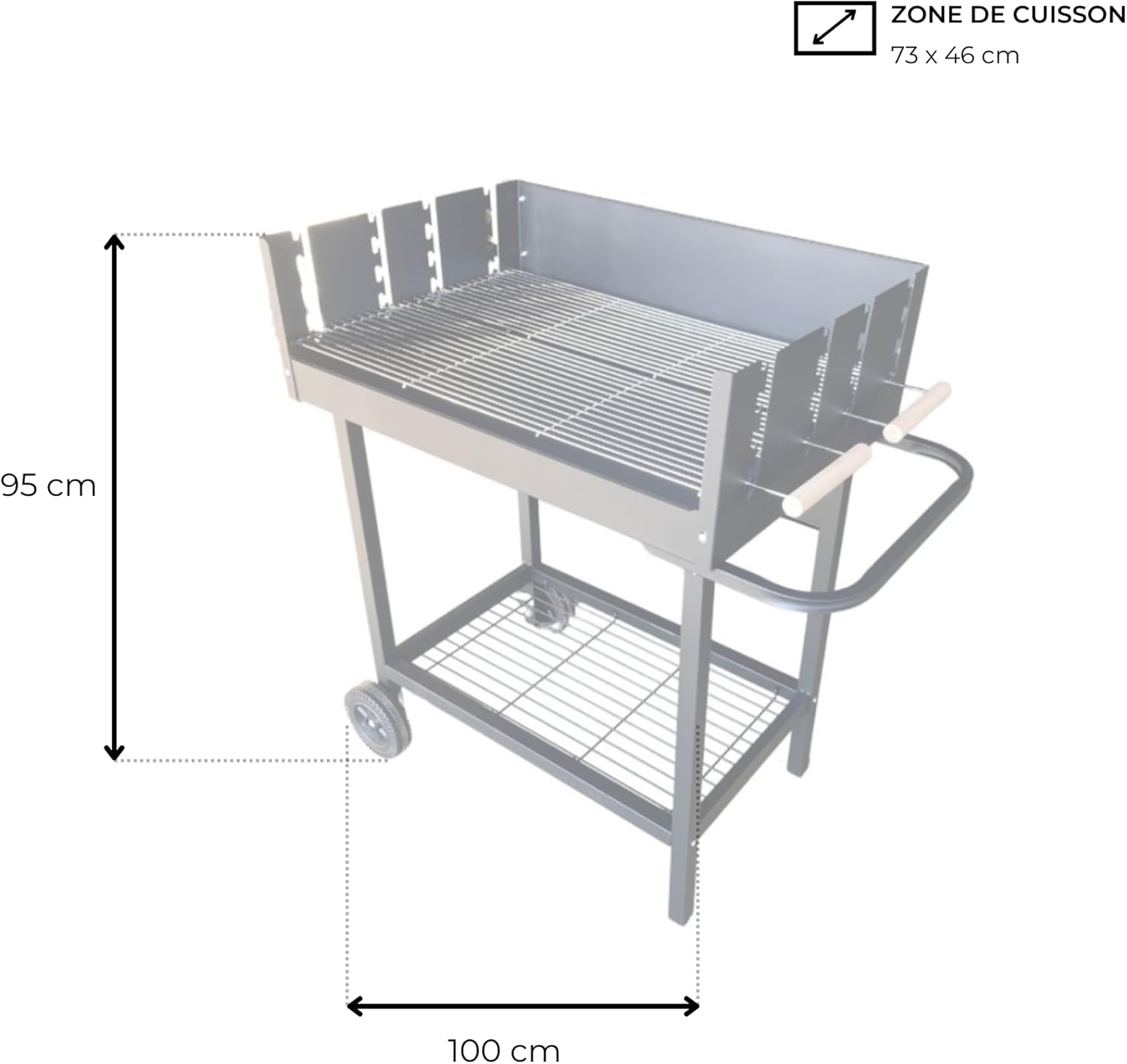 bleujardin - Serena - XXL - Barbecue charbon acier, grille réglable