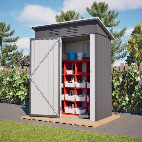 Abri de jardin métal - toit plat - 152x84x182cm - porte verrouillable