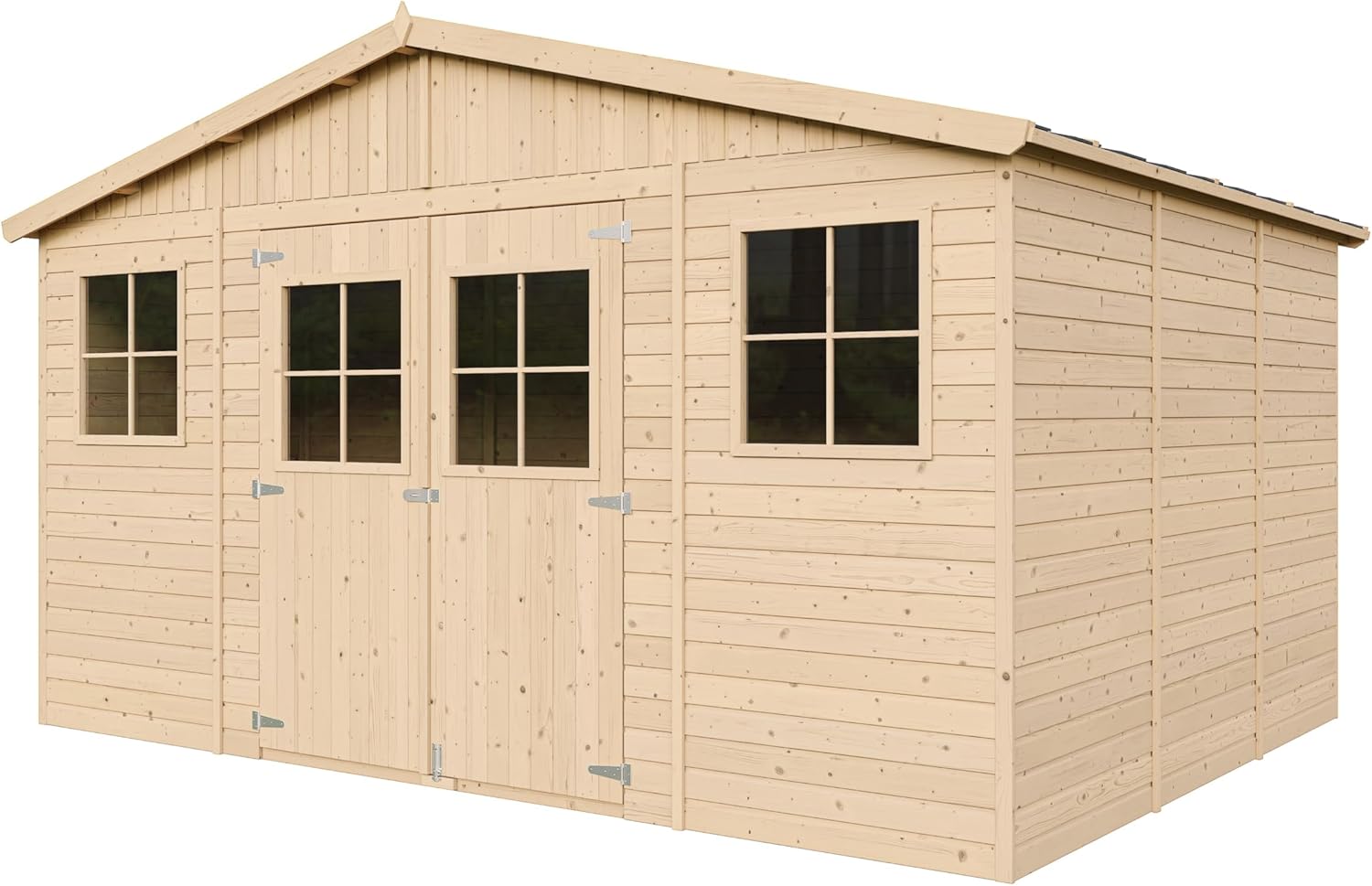 Abri de Jardin en Bois Exterieur avec Plancher IMPRÉGNÉ- Chalet en Pin/épicéa-H246x418x320 cm/12 m²- Construction de Panneaux - Rangement pour vélos, Remise à Outils- bleujardin M331+M331G
