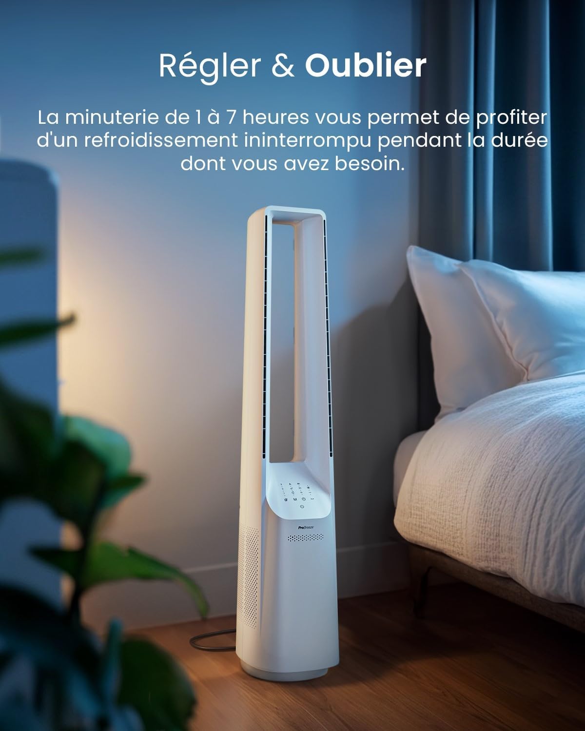 bleujardin - Ventilateur colonne, 101 cm - 6 vitesses, oscillation 60°, silencieux