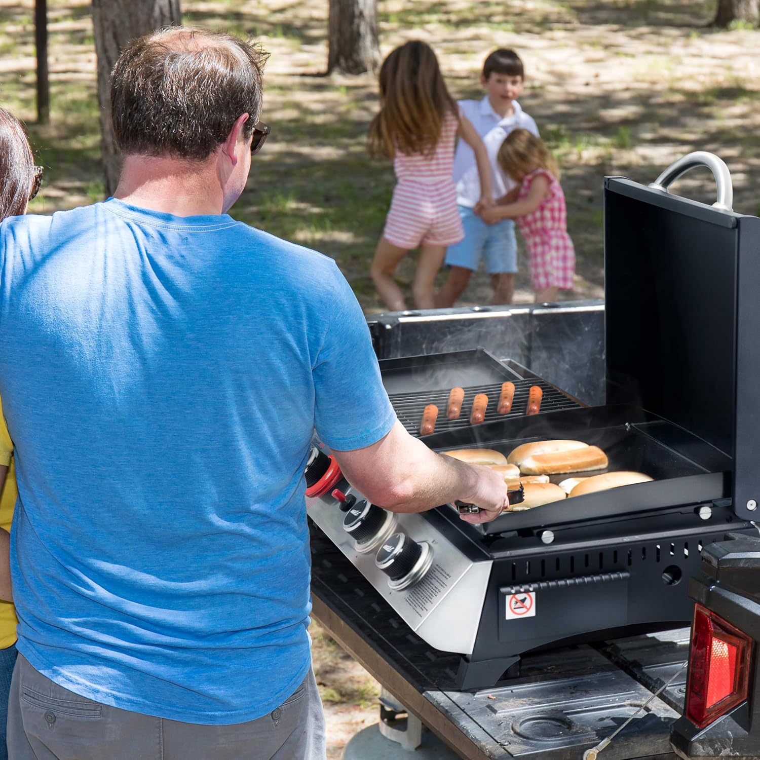 bleujardin - barbecue gaz 3 brûleurs - 8,5kW - plancha, grille, couvercle multifonction