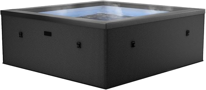 bleujardin - Spa - Celestia - Semi-Rigide Carré 6 Places – Construction Portable en Mousse, Chauffage intégré et Couverture économe en énergie – Volume 1100l - Ø180xH70cm - Charcoal Black