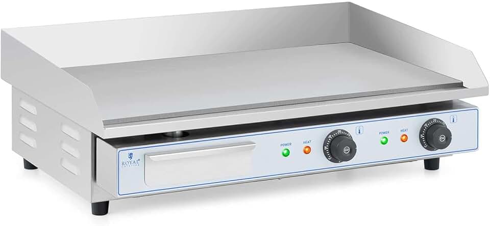 bleujardin - Plancha Électrique Double - 73x40cm - 2x2200W INOX Restaurant