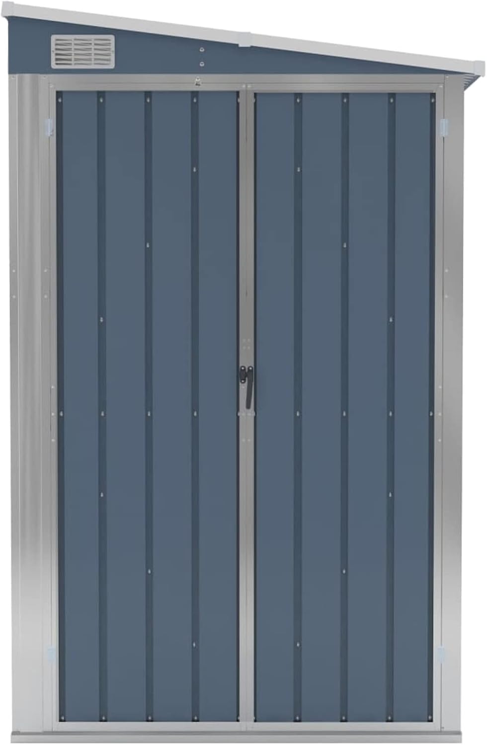 Abri de jardin mural acier galvanisé gris, 118x100x178cm, robuste