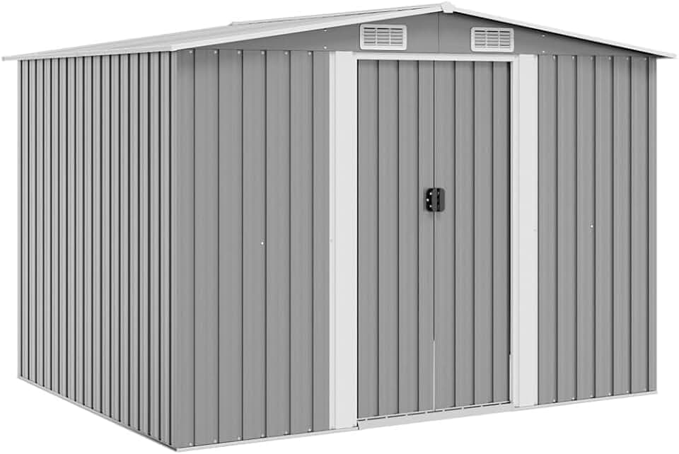 bleujardin - abri de stockage métal gris - 257x205x178 cm - rangement jardin