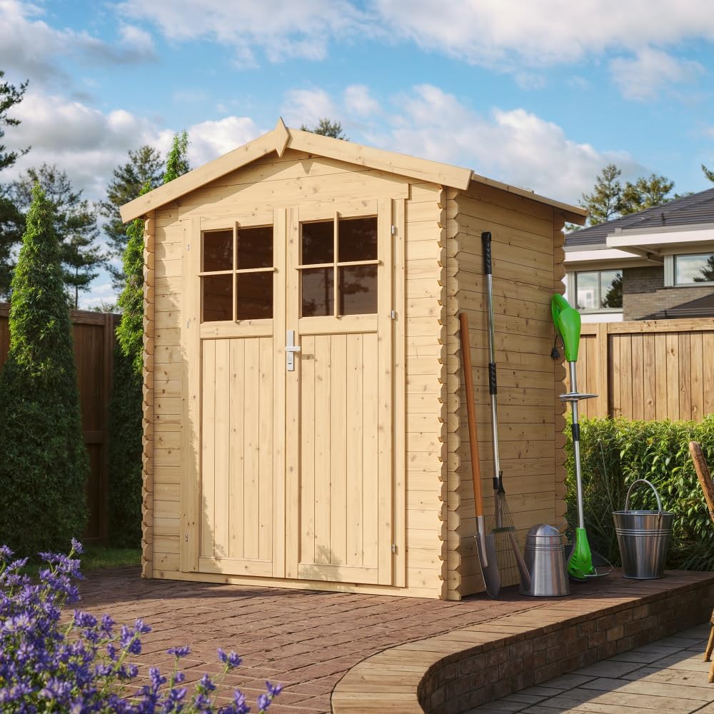 Abri de Jardin en Bois - Stockage extérieur I196xL136xH218 cm/ 1.98 m2 Petit abri à Outils, Local à vélos - bleujardin M367F