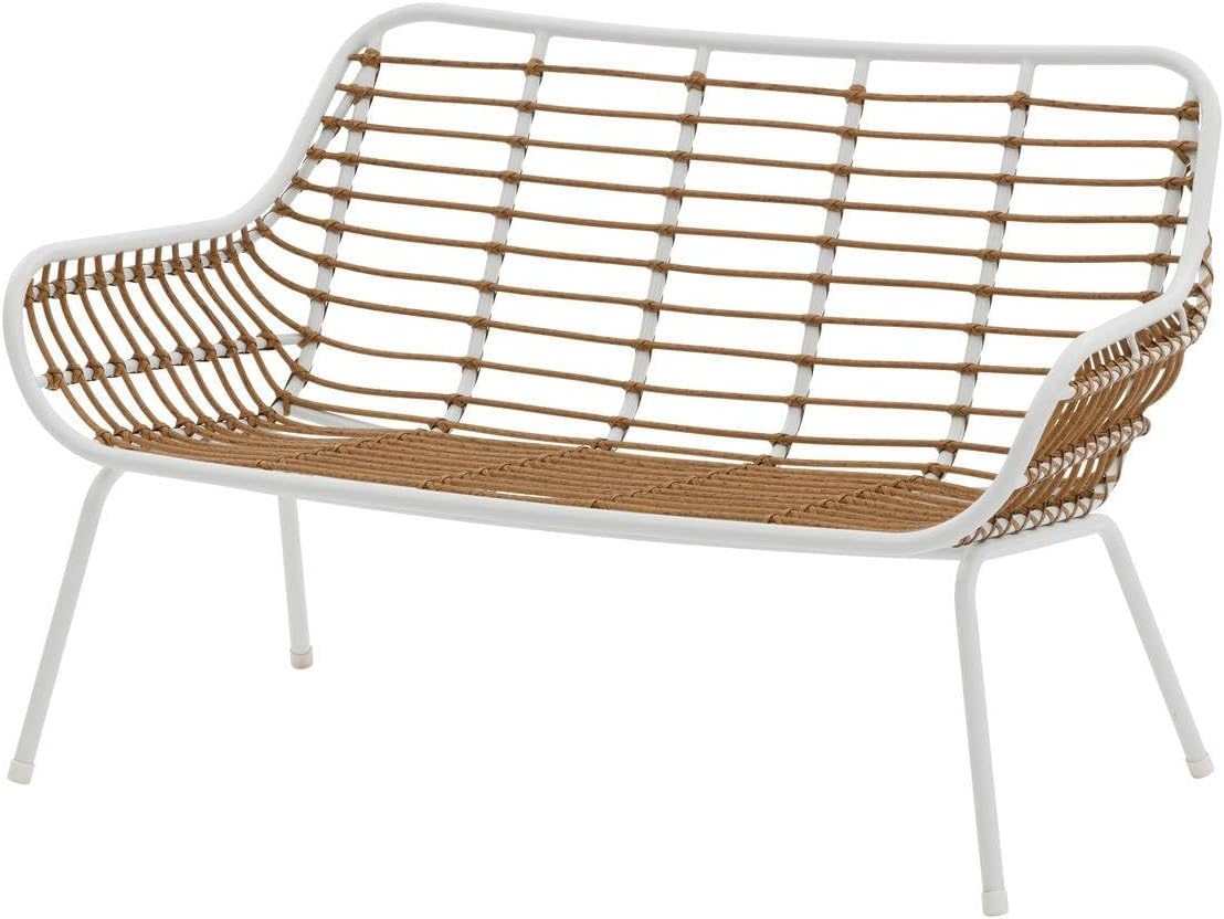 bleujardin - Paopao Salon de Jardin - 4 places - acier epoxy, pieds ajustables - Blanc et Beige